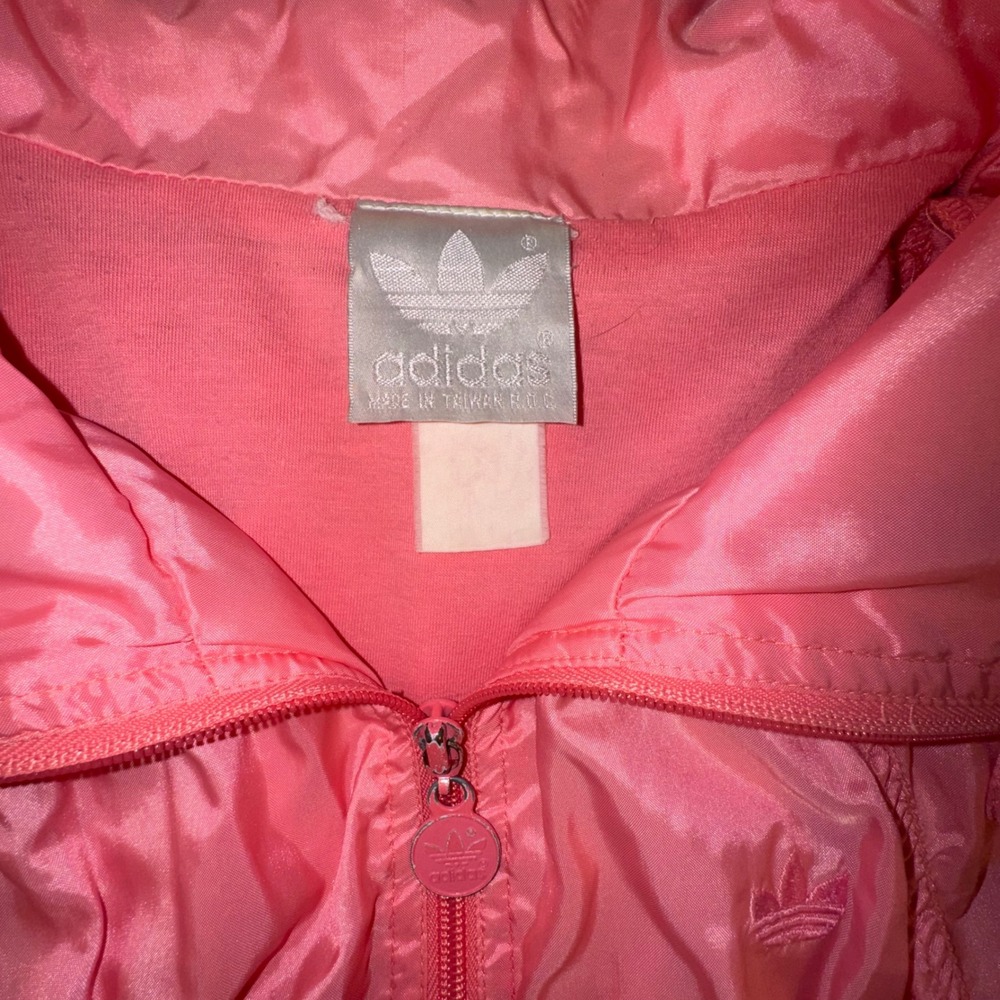 Adidas Track Jacket Women's Large Coral Pink Windbreaker Full Zip Vintage 80s - Picture 2 of 12